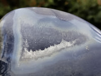 Polished Blue Lace Agate Standing Geodes x 4 From Nsanje, Malawi