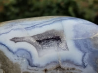 Polished Blue Lace Agate Standing Geodes x 4 From Nsanje, Malawi