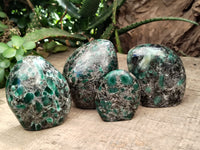 Polished Emerald Mica In Matrix Standing Free Forms x 4 From Mutoko, Zimbabwe