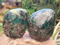 Polished Emerald Mica In Matrix Standing Free Forms x 4 From Mutoko, Zimbabwe