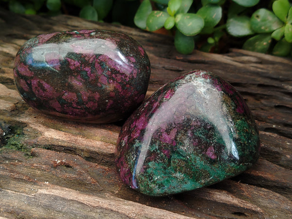 Polished Ruby Corundum In Chrome Verdite Free Forms x 4 From Zimbabwe