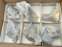 Natural Etched Blue Chalcedony Specimens x 6 From Nsanje, Malawi