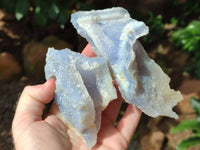 Natural Etched Blue Chalcedony Specimens x 6 From Nsanje, Malawi