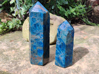 Polished Blue Apatite Points x 2 From Betroka, Madagascar