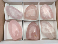 Polished Rose Quartz Standing Free Forms x 6 From Ambatondrazaka, Madagascar