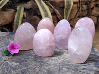 Polished Rose Quartz Standing Free Forms x 6 From Ambatondrazaka, Madagascar