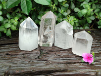 Polished Clear and Whispy Quartz Crystals x 4 From Madagascar