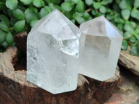 Polished Clear and Whispy Quartz Crystals x 4 From Madagascar