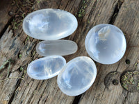 Polished Girasol Pearl Quartz Palm Stones x 24 From Ambatondrazaka, Madagascar