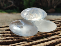 Polished Girasol Pearl Quartz Palm Stones x 24 From Ambatondrazaka, Madagascar