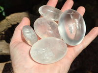 Polished Girasol Pearl Quartz Palm Stones x 24 From Ambatondrazaka, Madagascar