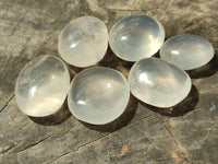 Polished Girasol Pearl Quartz Palm Stones x 24 From Ambatondrazaka, Madagascar