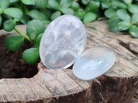 Polished Girasol Pearl Quartz Palm Stones x 24 From Ambatondrazaka, Madagascar