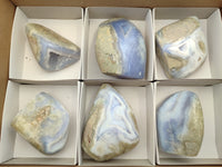 Polished Blue Lace Agate Geodes x 6 From Nsanje, Malawi