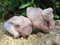 Natural Smokey Phantom Quartz Clusters x 12 From Luena, Congo