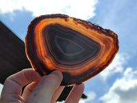 Polished Banded Agate Gemstone Slices x 4 From Madagascar