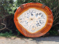 Polished Banded Agate Gemstone Slices x 4 From Madagascar