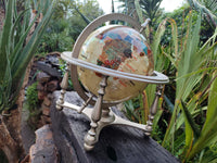 Hand Made Large Mother of Pearl Revolving World Globe with Metal Stand x 1 From China