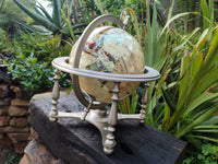 Hand Made Large Mother of Pearl Revolving World Globe with Metal Stand x 1 From China