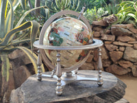 Hand Made Large Mother of Pearl Revolving World Globe with Metal Stand x 1 From China