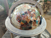 Hand Made Large Mother of Pearl Revolving World Globe with Metal Stand x 1 From China