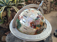 Hand Made Large Mother of Pearl Revolving World Globe with Metal Stand x 1 From China