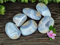 Polished Blue Lace Agate Geodes x 6 From Nsanje, Malawi