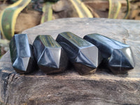 Polished Black Basalt Double Terminated Points x 6 From Antsirabe, Madagascar