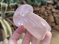 Polished Rose Quartz Mushrooms x 3 From Ambatondrazaka, Madagascar