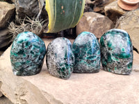 Polished Emerald Mica In Matrix Standing Free Forms x 4 From Mutoko, Zimbabwe