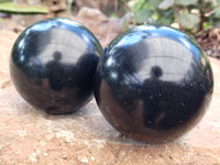 Polished Black Basalt Spheres x 3 From Antsirabe, Madagascar