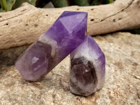 Polished Chevron Amethyst Points x 6 From Ankazobe, Madagascar