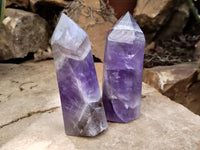 Polished Chevron Amethyst Points x 6 From Ankazobe, Madagascar