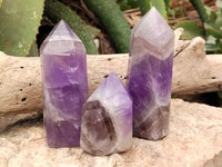 Polished Chevron Amethyst Points x 6 From Ankazobe, Madagascar