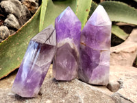 Polished Chevron Amethyst Points x 6 From Ankazobe, Madagascar