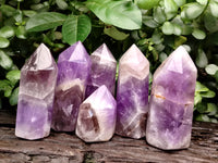 Polished Chevron Amethyst Points x 6 From Ankazobe, Madagascar