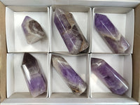 Polished Chevron Amethyst Points x 6 From Ankazobe, Madagascar