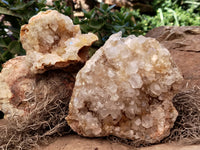 Natural Limonite Quartz Clusters x 2 From Solwezi, Zambia