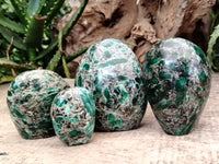 Polished Emerald Mica In Matrix Standing Free Forms x 4 From Mutoko, Zimbabwe