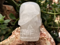 Polished Frosted Quartz Skull Carvings x 2 From Madagascar