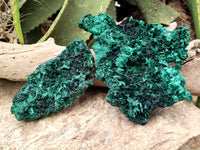 Natural Silky Malachite Specimens x 3 From Kasompe, Congo