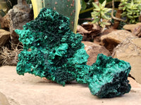 Natural Silky Malachite Specimens x 3 From Kasompe, Congo