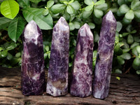 Polished Lepidolite with Pink Rubellite Points x 4 From Ambatondrazaka, Madagascar