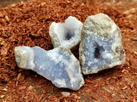 Natural Blue Lace Agate Geode Specimens x 35 From Nsanje, Malawi