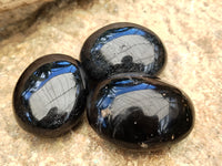 Polished Black Tourmaline Palm Stones x 12 From Madagascar