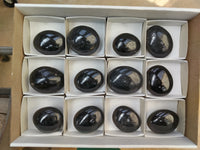 Polished Black Tourmaline Palm Stones x 12 From Madagascar