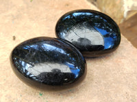 Polished Black Tourmaline Palm Stones x 12 From Madagascar