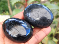 Polished Black Tourmaline Palm Stones x 12 From Madagascar