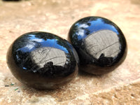 Polished Black Tourmaline Palm Stones x 12 From Madagascar