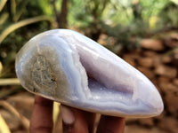 Polished Blue Lace Agate Geode Standing Free Forms x 6 From Nsanje, Malawi